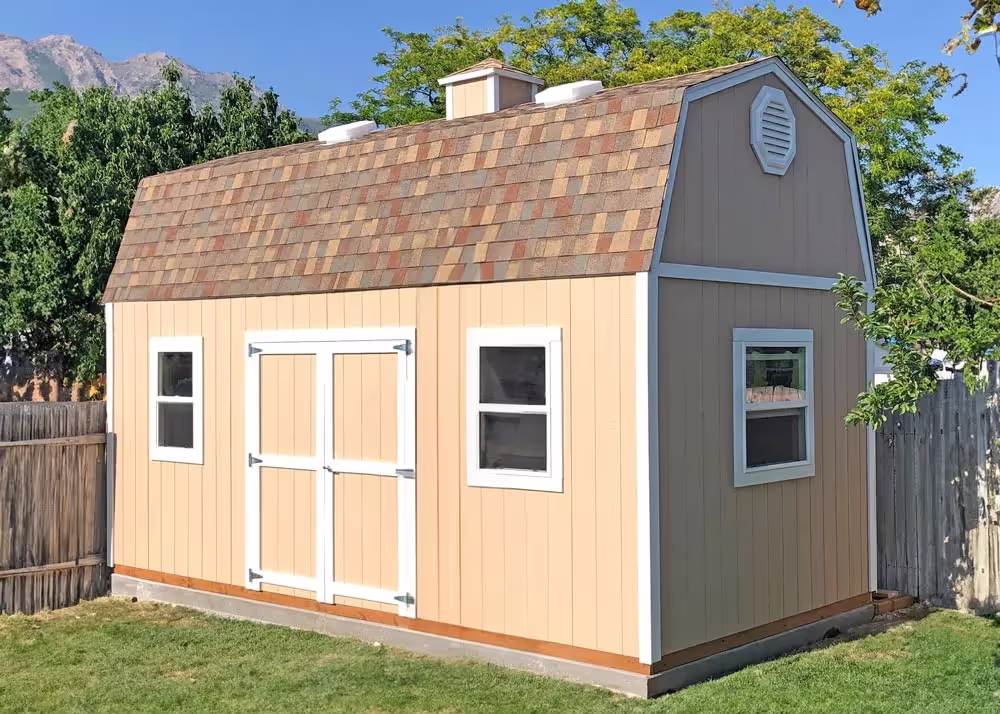 A 10 foot by 20 foot Tall barn shed with a cupola