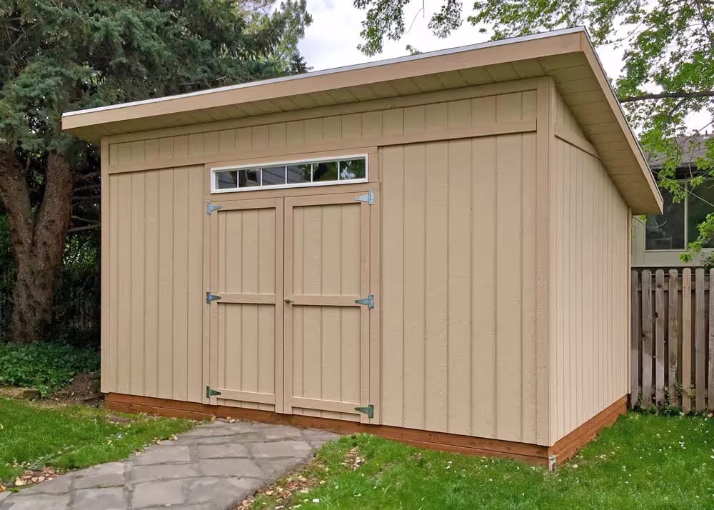 A 10 foot by 20 foot Lean-To Shed with a 12" roof overhang and more