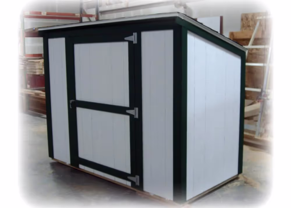 A 4 foot by 8 foot Yard Hutch shed in our shop