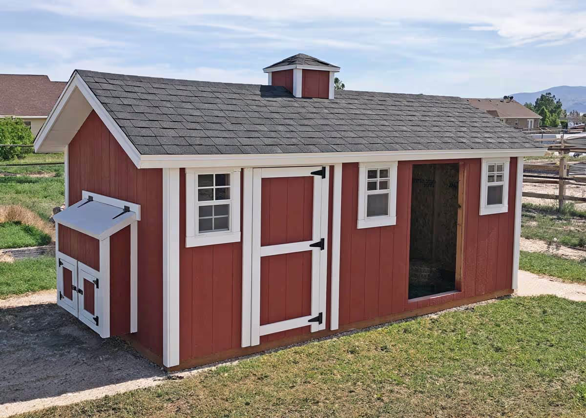 a 6 foot by 14 foot Coop De'Ville chicken coop with the run converted for to a goat enclosure