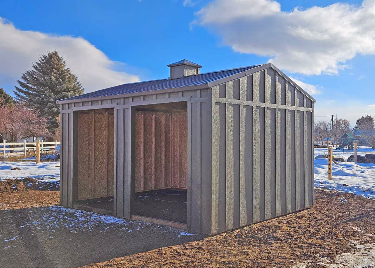 A double Horse Loafing Shed with Two Openings