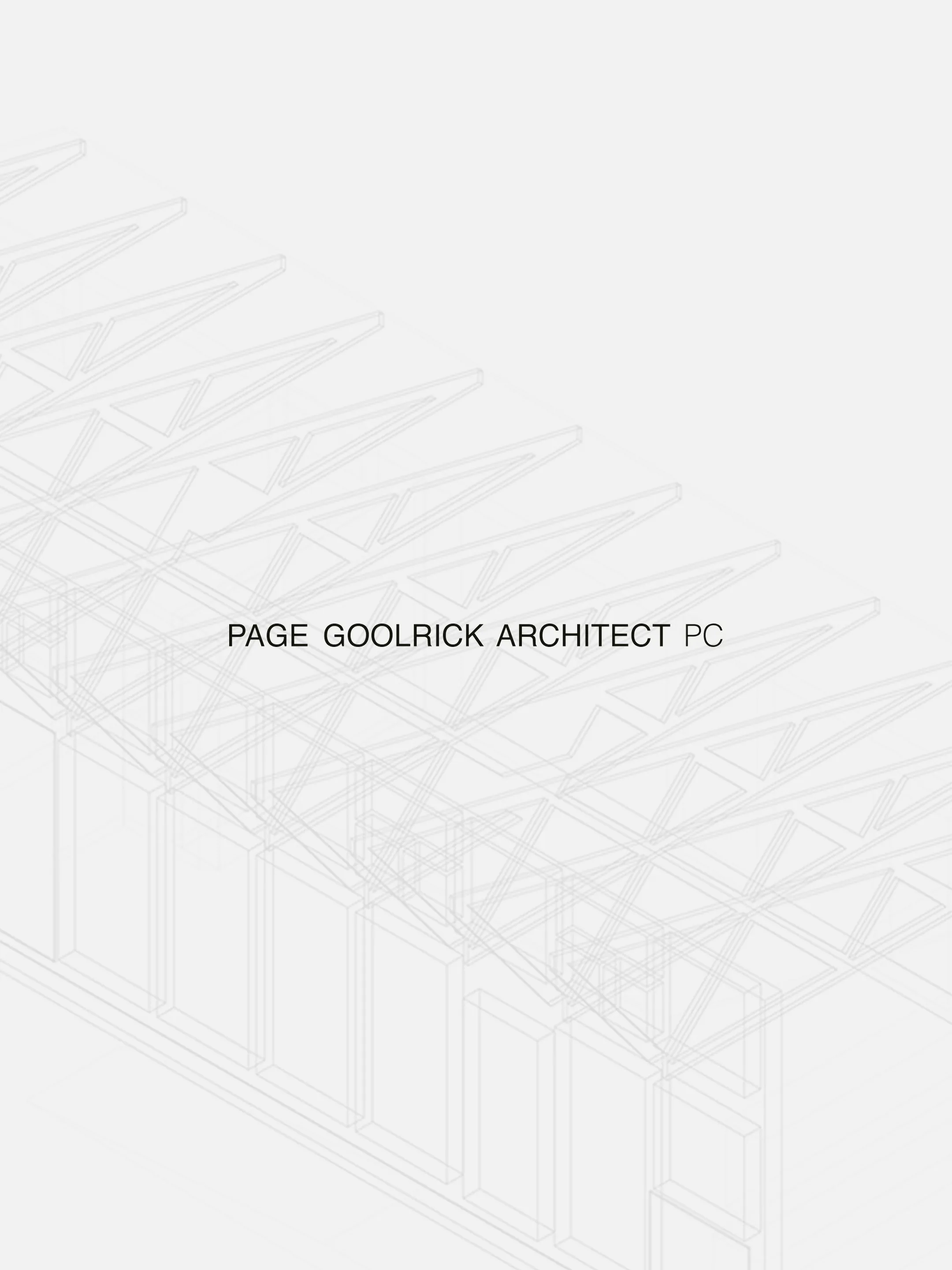 Page Goolrick Architect PC wordmark over a pale architectural line drawing.