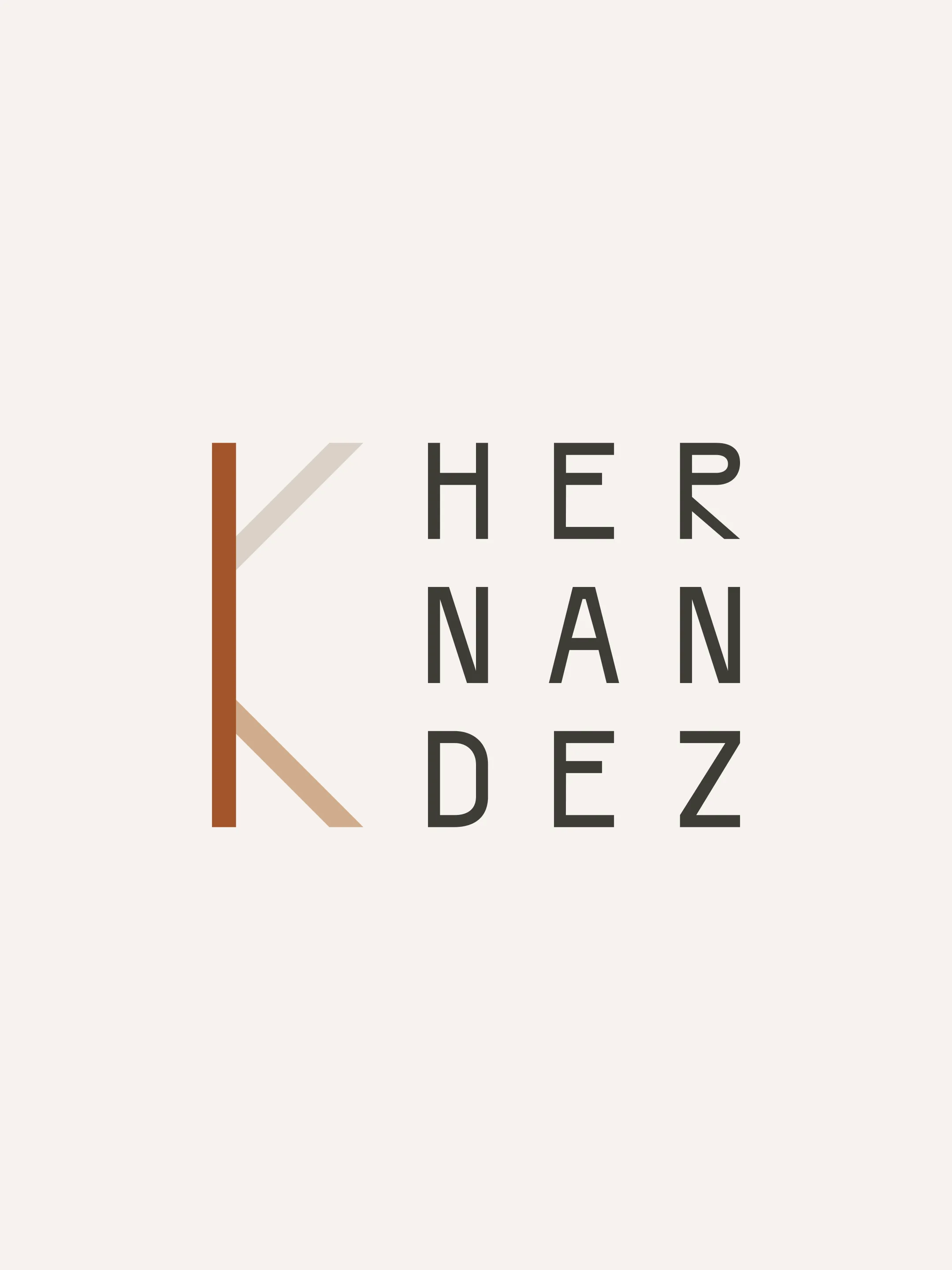 Katrina Hernandez logo with a geometric K beside the surname stacked in three rows.