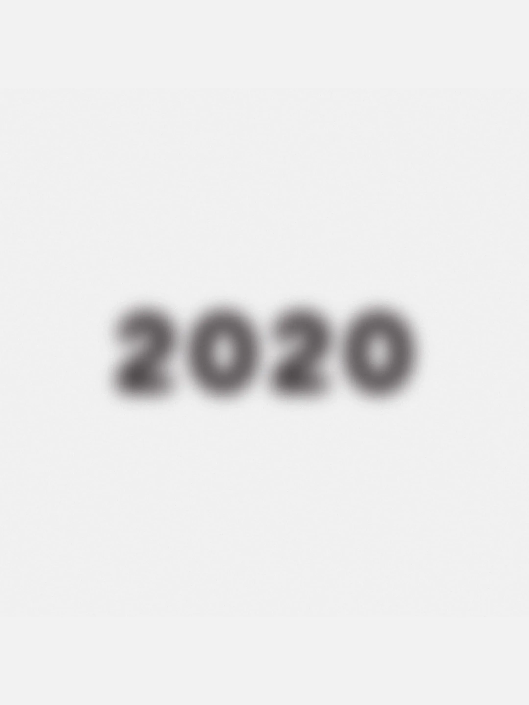 Blurred black numerals reading 2020 on white.