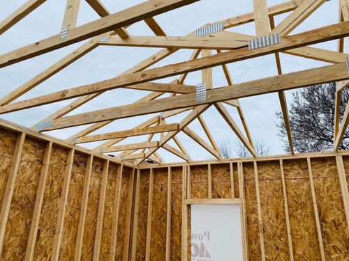 A newly constructed garage