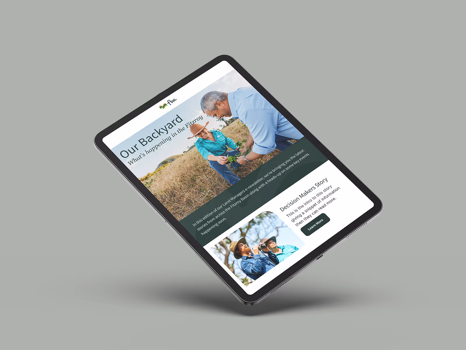 An iPad showing an FBA email template.