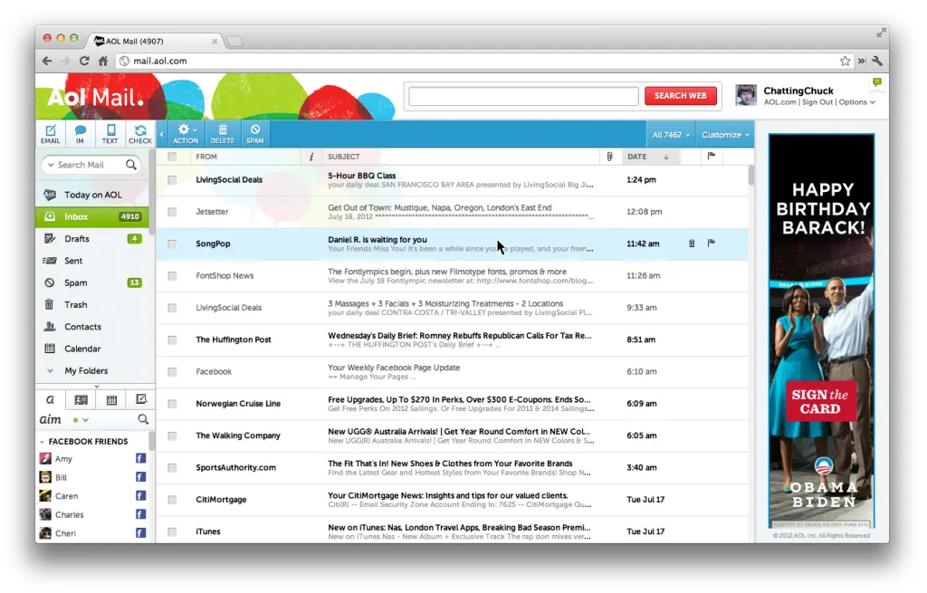 AOL interface