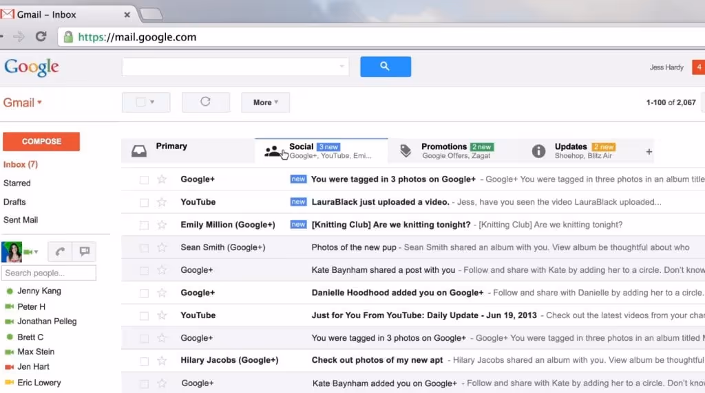 gmail inbox interface