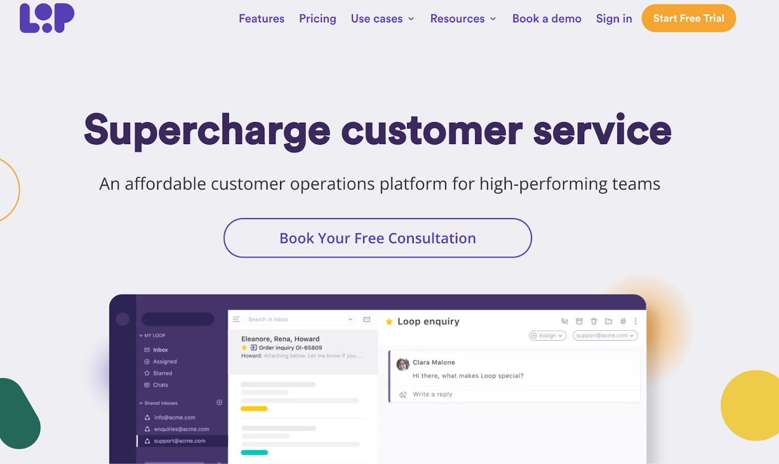 screenshot of Loop homepage