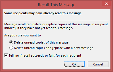 Can you unsend an email - Outlook Recall 2