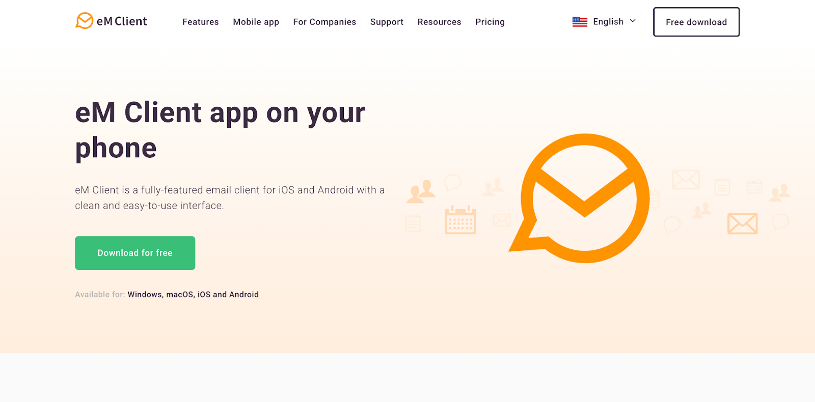 eM Client homepage