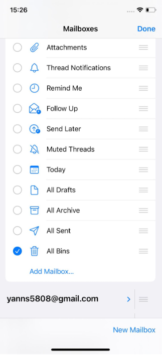 Mail account settings on iPhone showing Add Account option