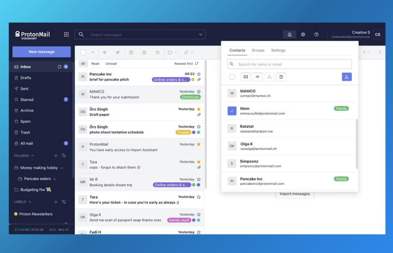 ProtonMail secure email app with end-to-end encryption for Android and iOS users