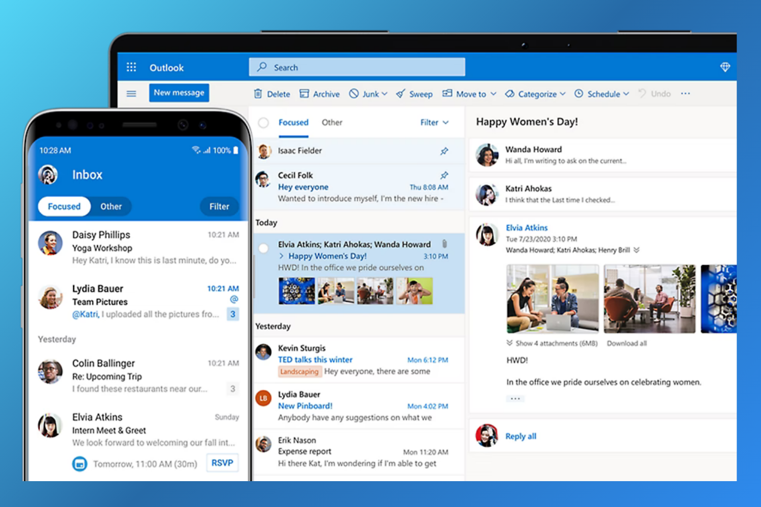 Microsoft Outlook email client with focused inbox and Microsoft 365 integration