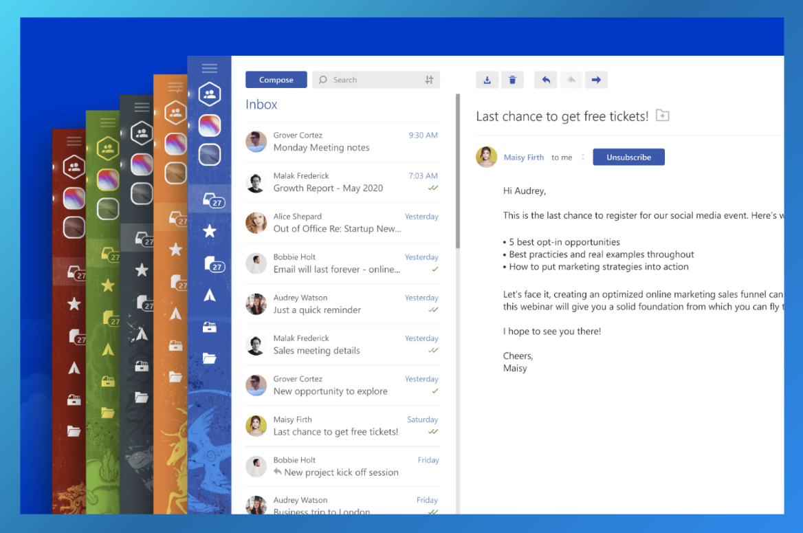 Mailbird email client dashboard with integrations and unified inbox