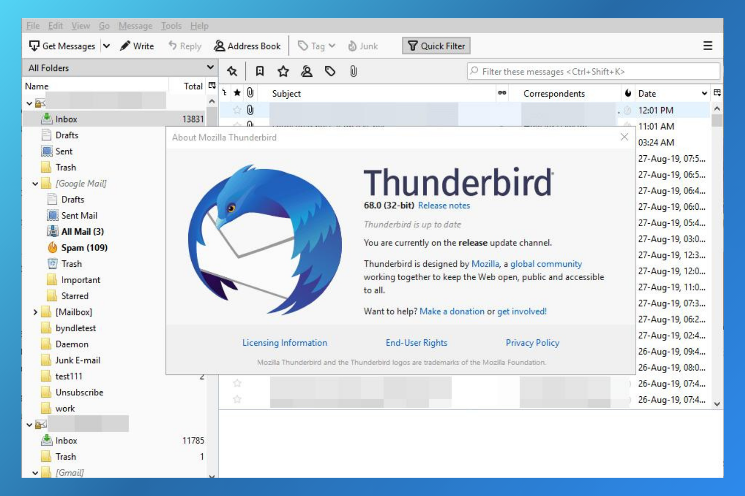 Mozilla Thunderbird open-source email client with customizable add-ons