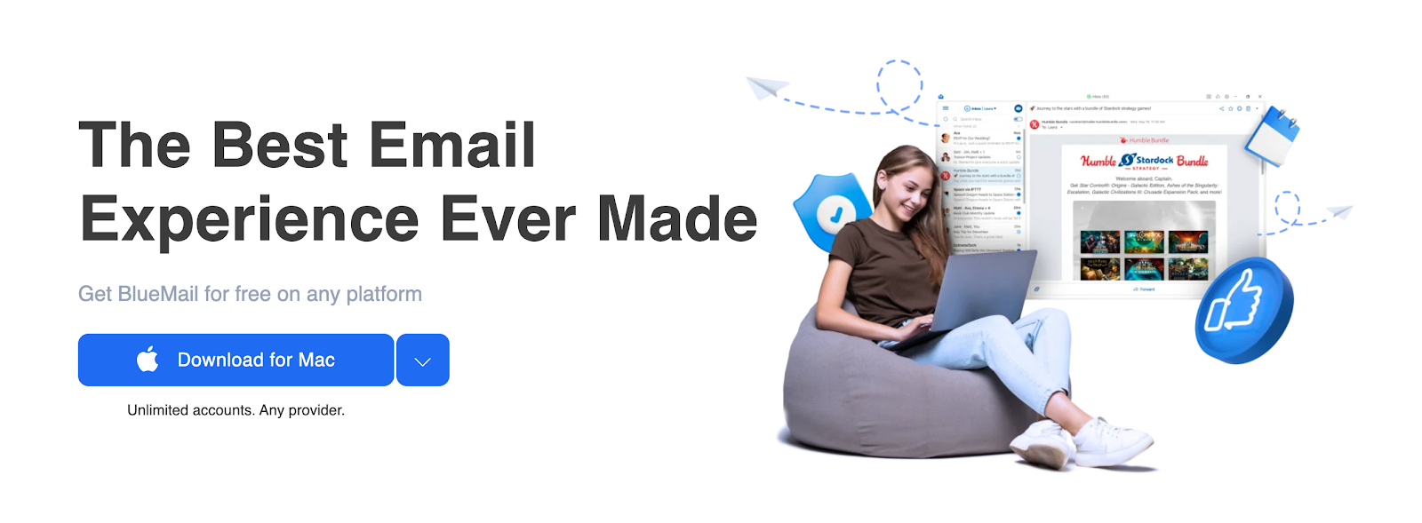 BlueMail email client with unified inbox for multiple email accounts