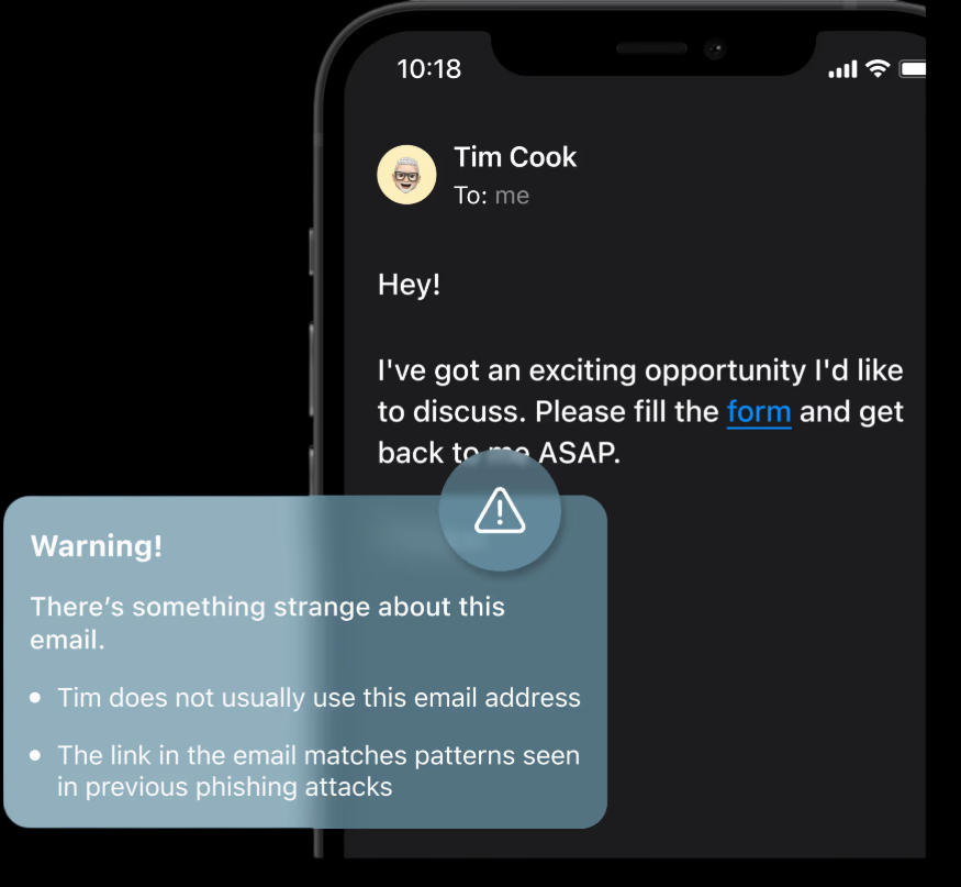 Phishing attack targeting confidential legal email communication prevented using canary mail security features