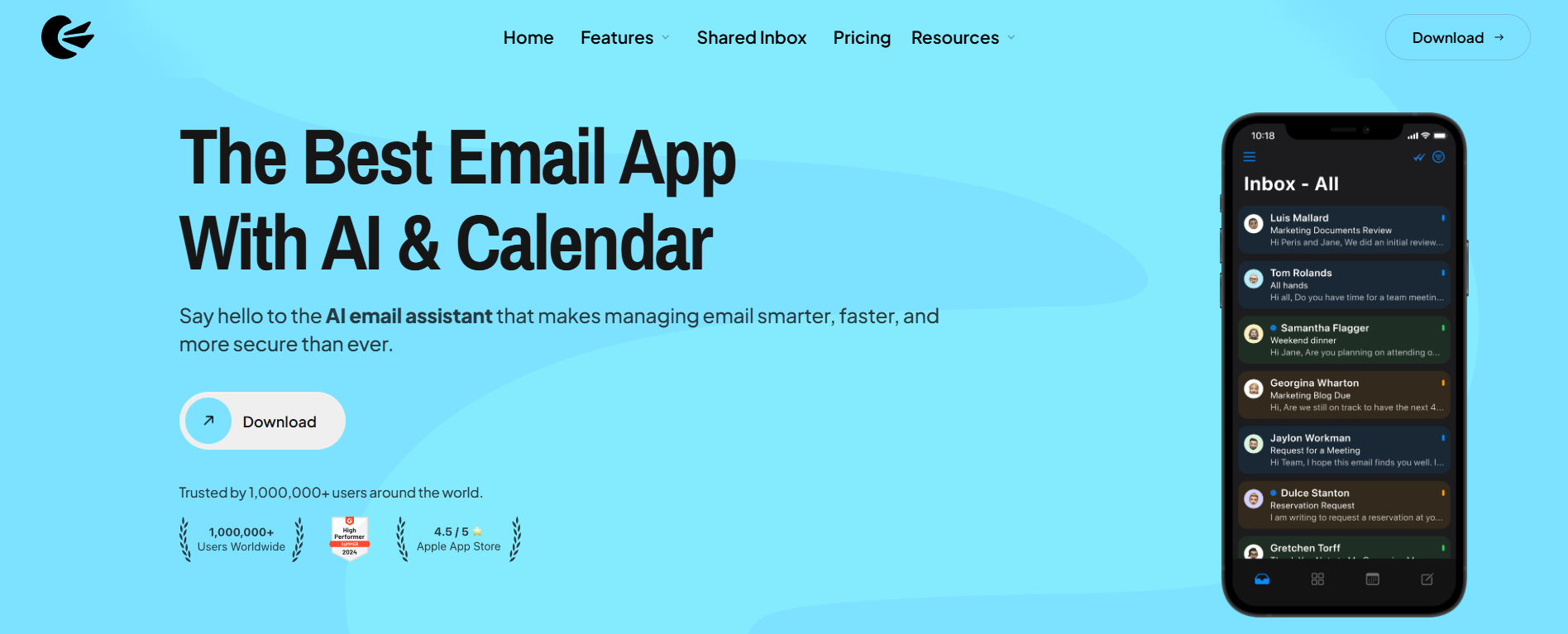 Canary Mail AI email app showing organized inbox on iOS and Android