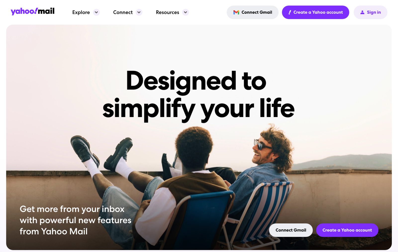 Yahoo Mail website homepage