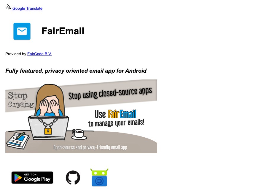 FairEmail, app de correo de código abierto para Android