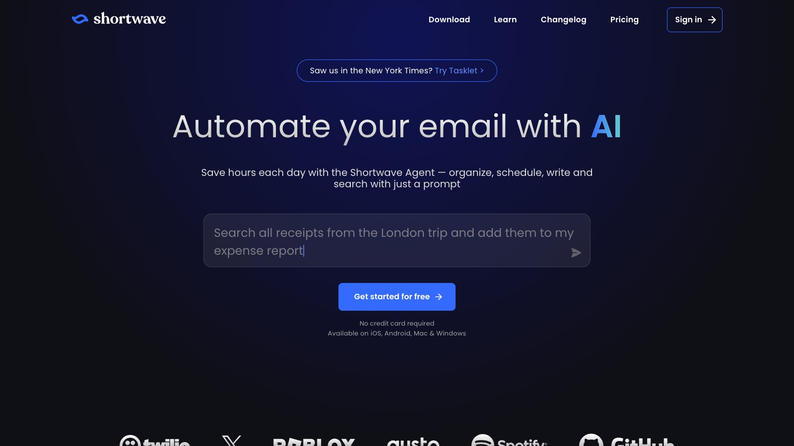 Web de Shortwave: automatiza tu correo con IA