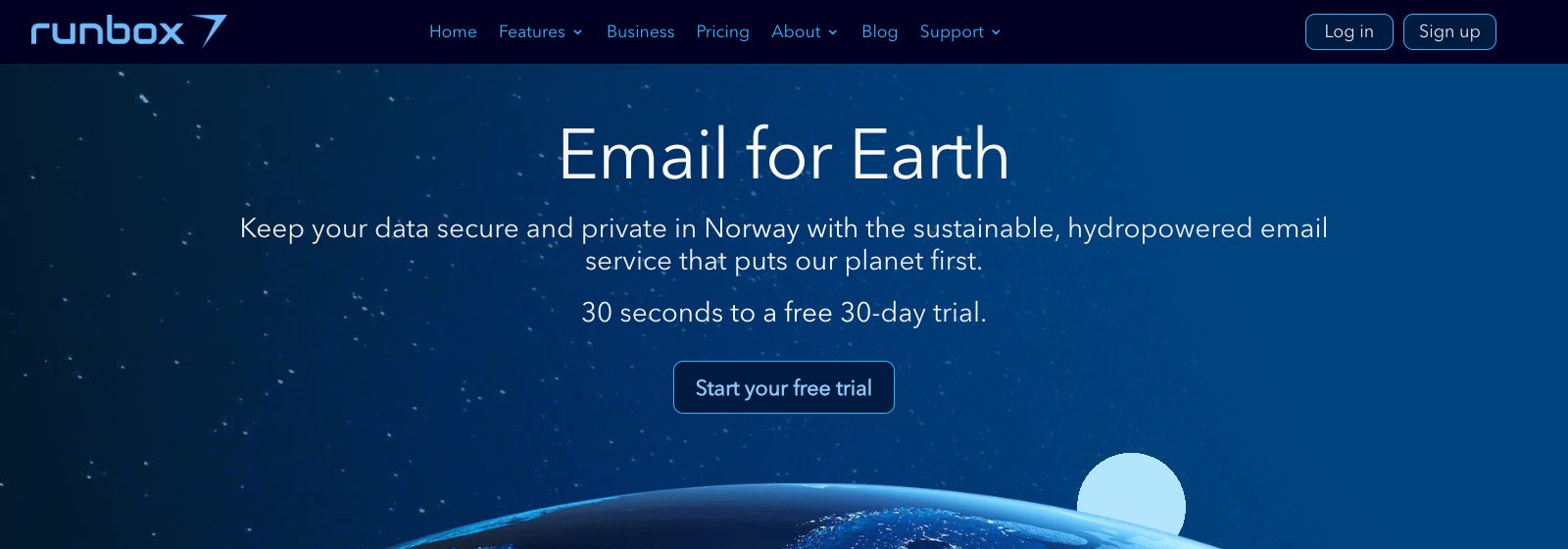 Web de Runbox: correo alojado en Noruega
