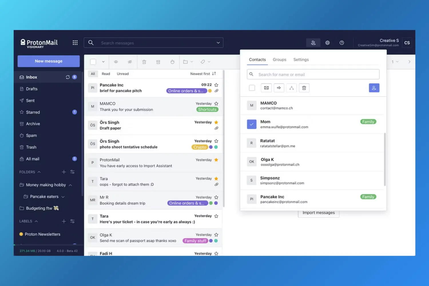 Proton Mail inbox