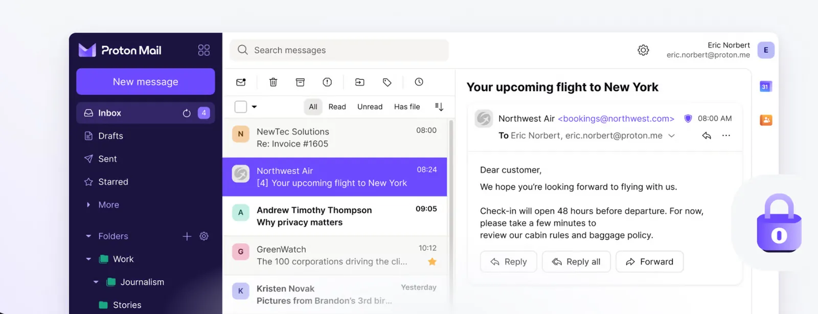 Входящие Proton Mail