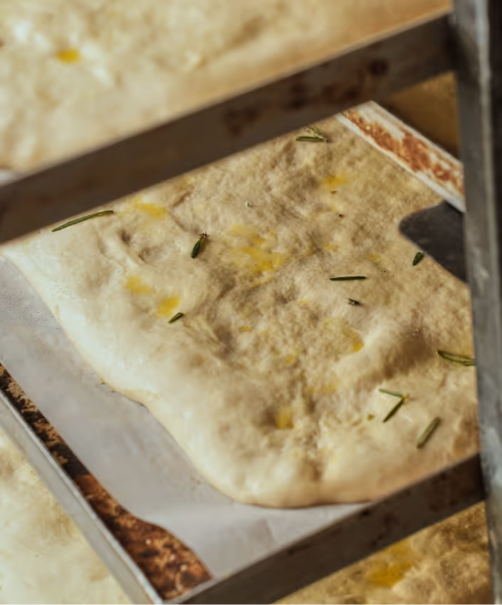 Close up details of focacc