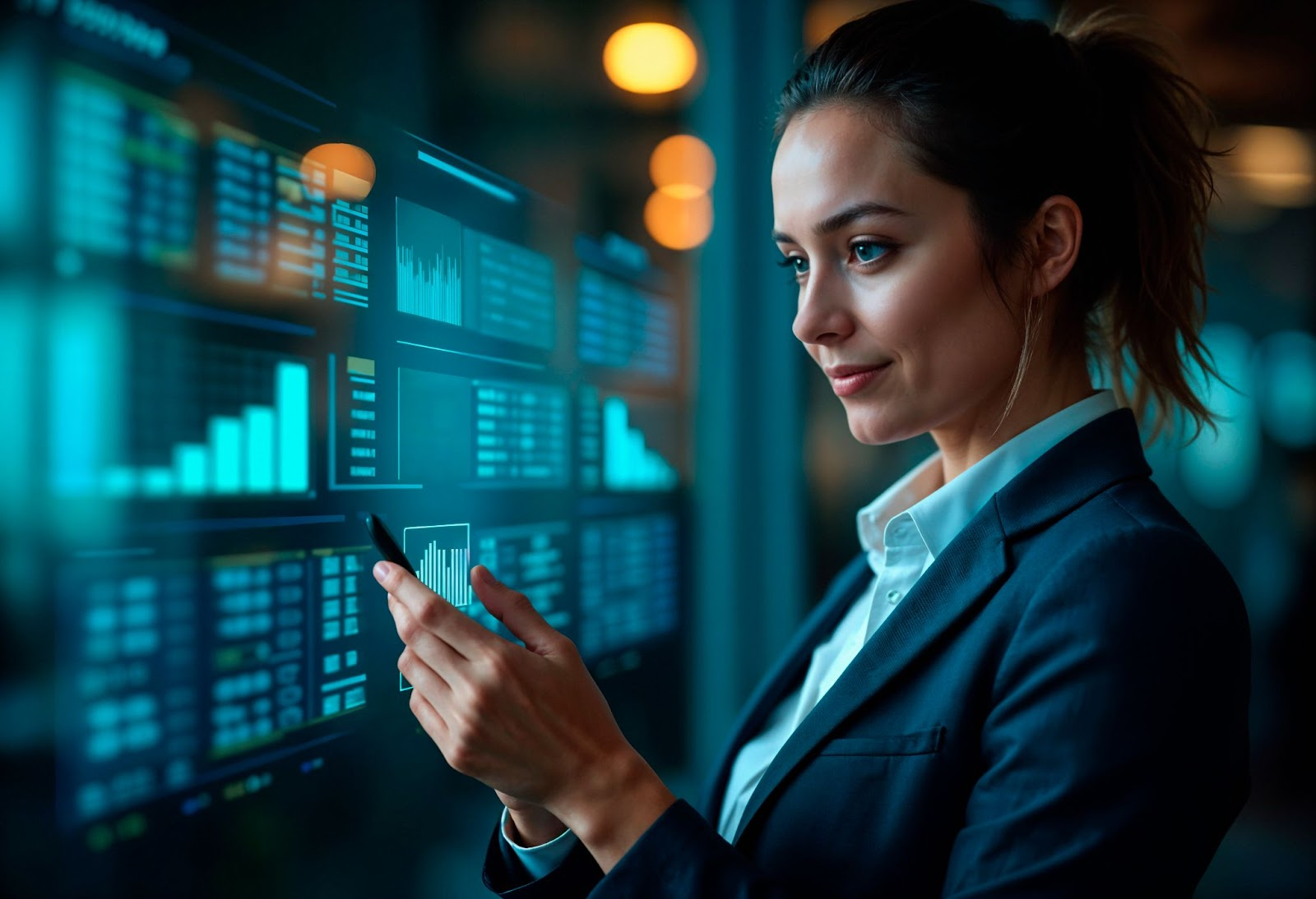 profesional revisa datos en pantallas financieras