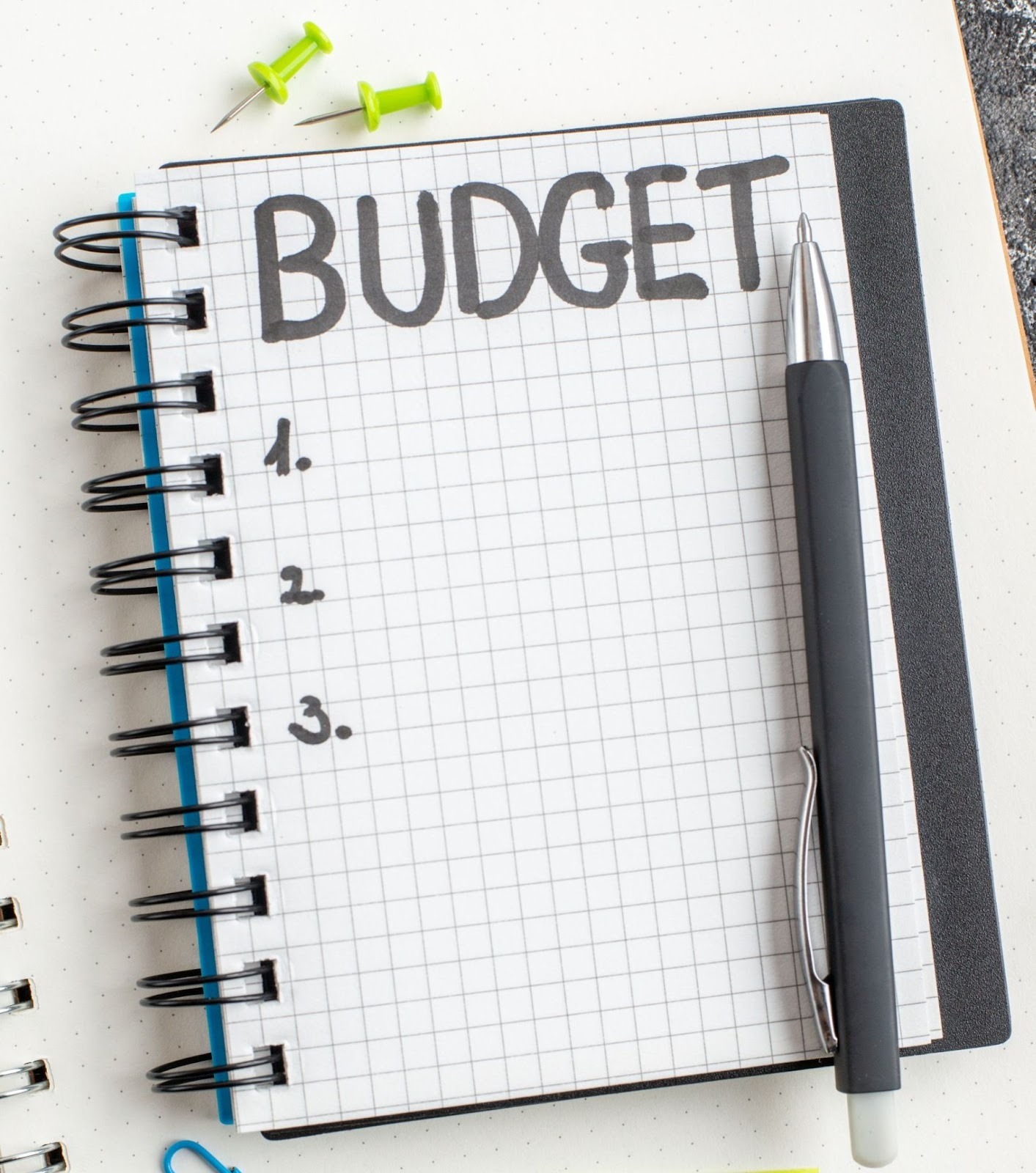Budget planning notebook for annual car maintenance and repair expense tracking