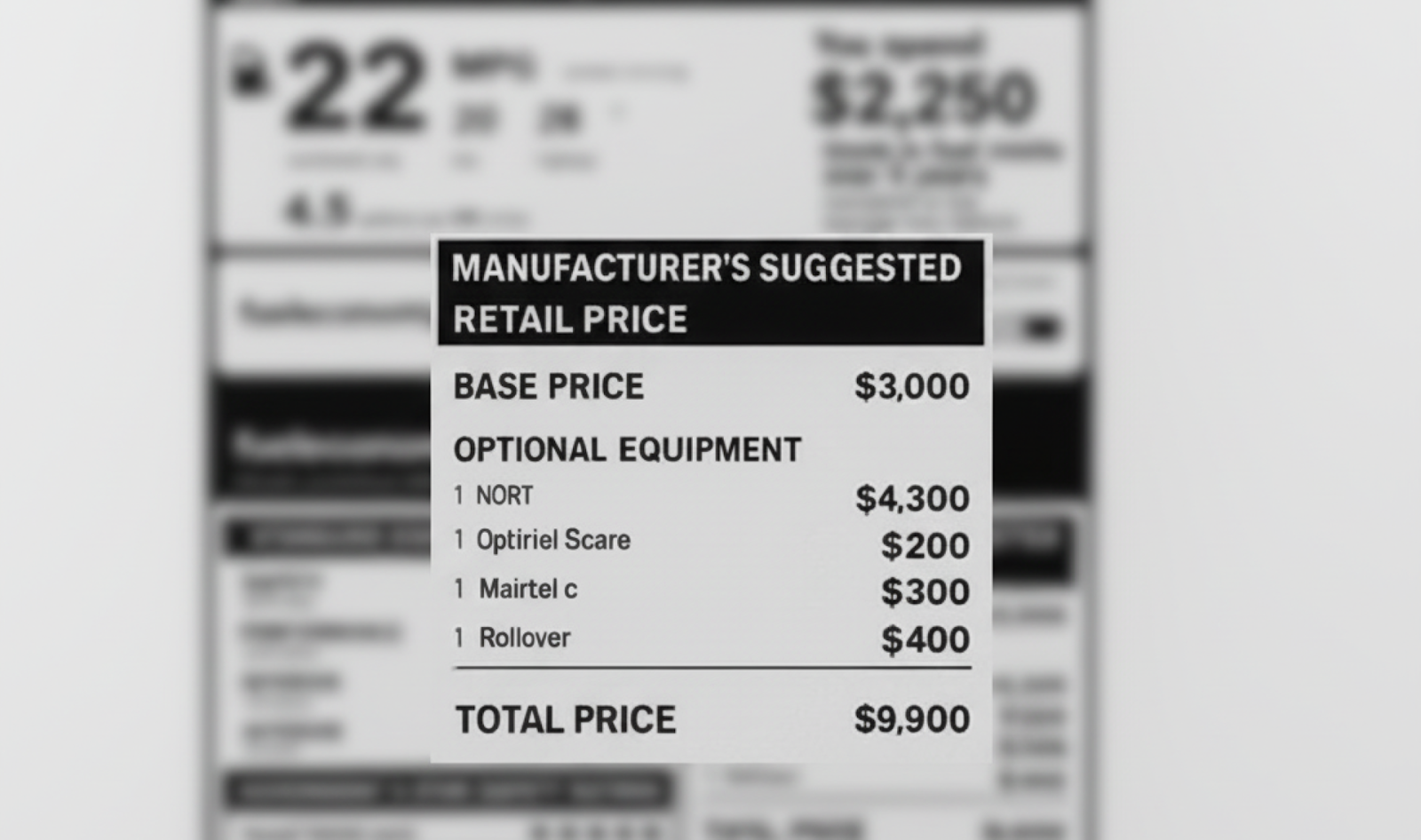 MSRP qué significa: precio sugerido de venta con equipamiento opcional y costos adicionales del fabricante