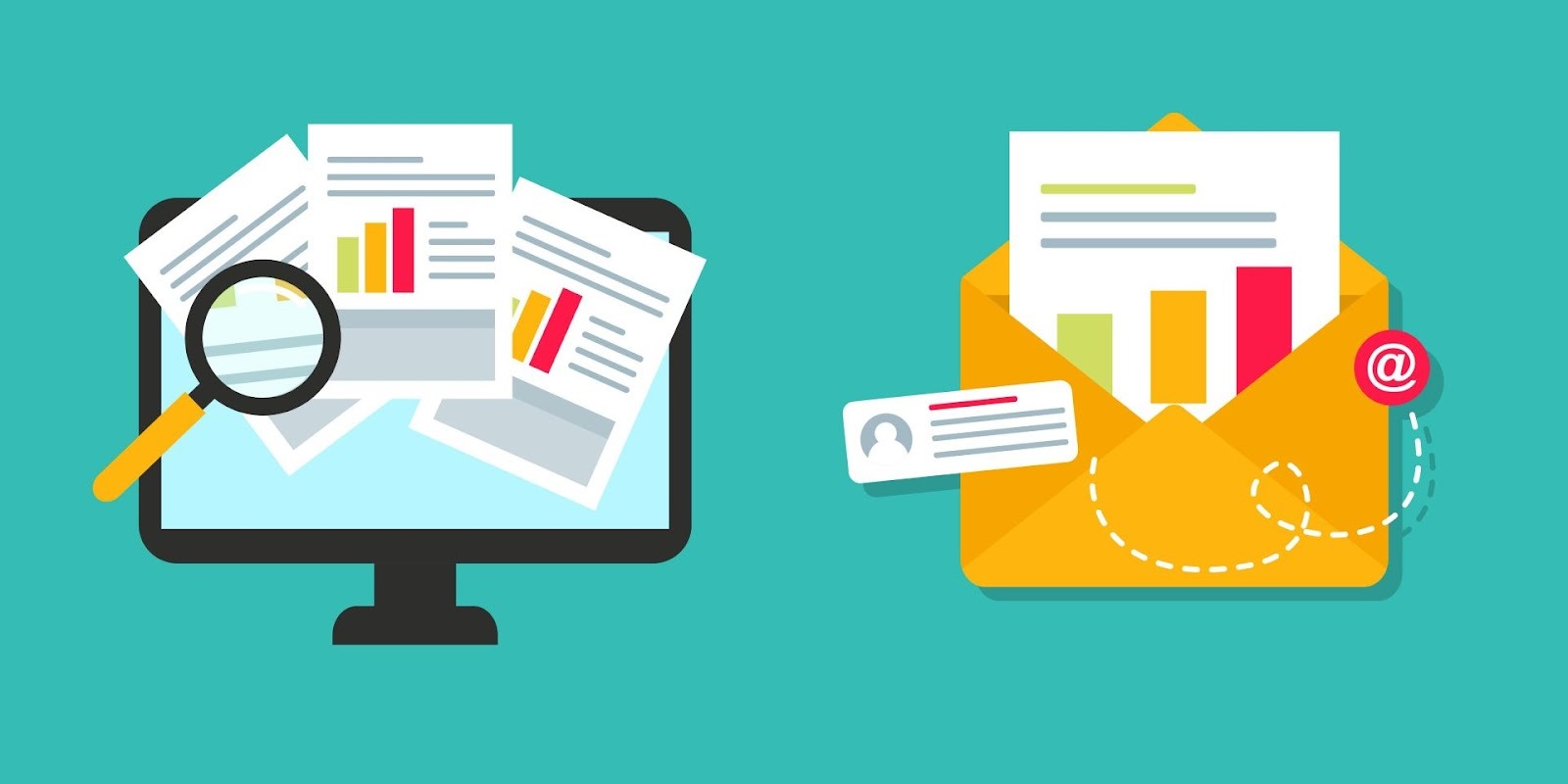 Digital financial documents and auto financing paperwork review illustration