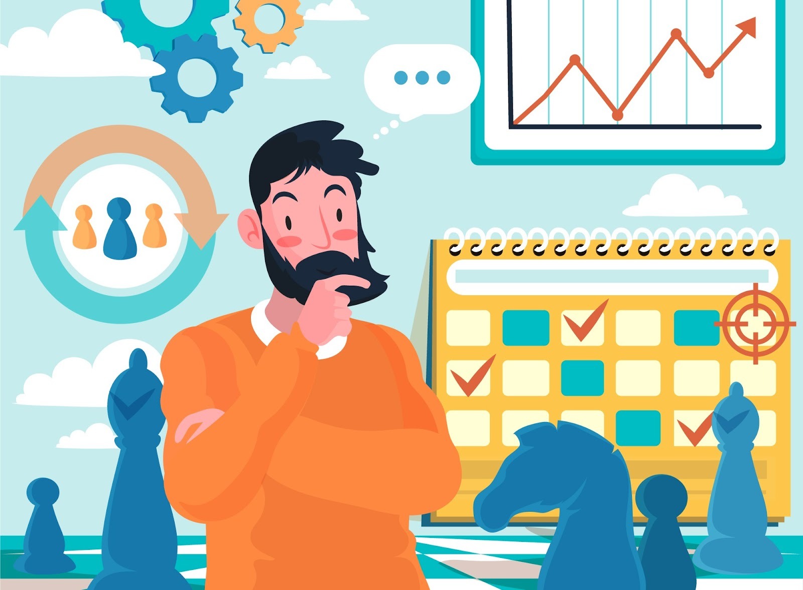 Comprador planificando estrategia de compra de auto con calendario, gráficos y objetivos definidos