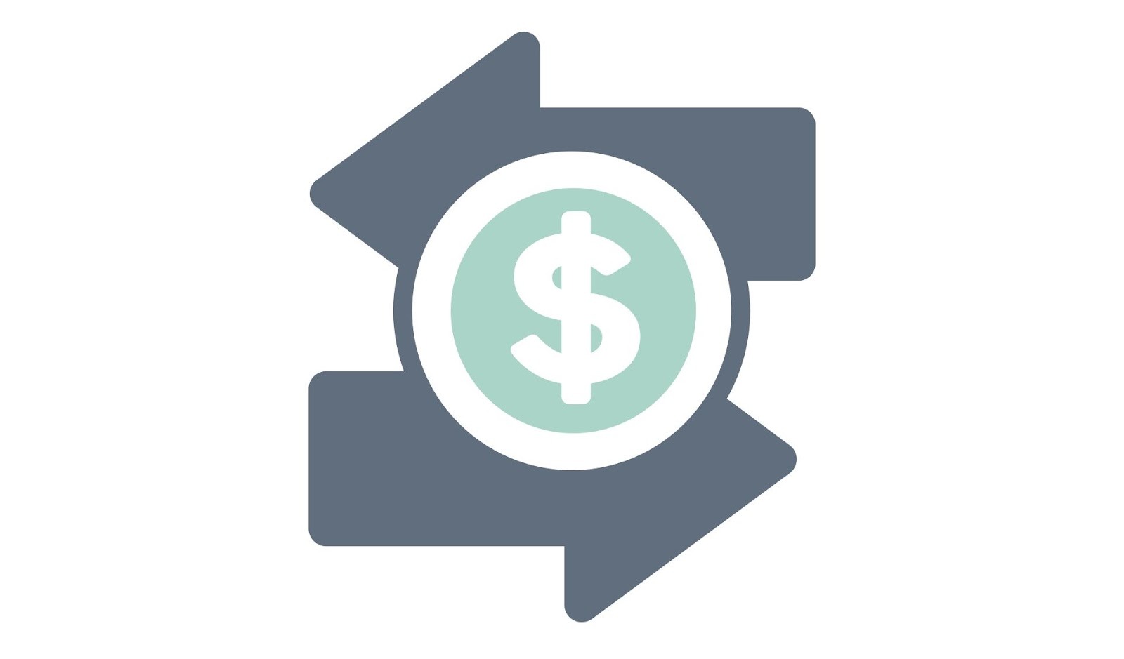 Símbolo de dólar con flechas circulares representando reembolsos y devoluciones del fabricante