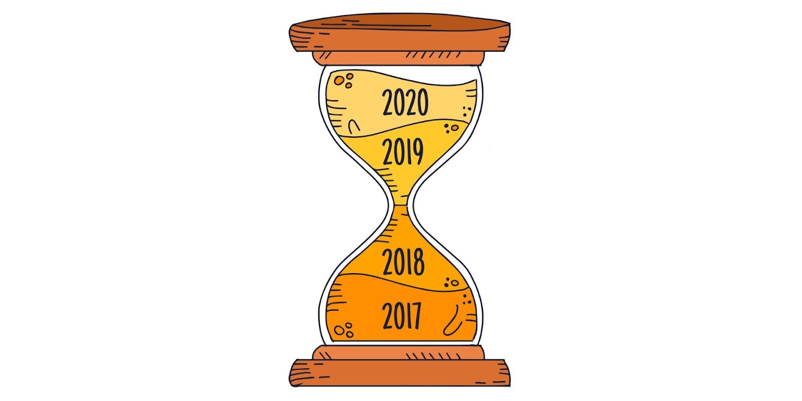 Reloj de arena ilustrado con años simbolizando planificación financiera a largo plazo