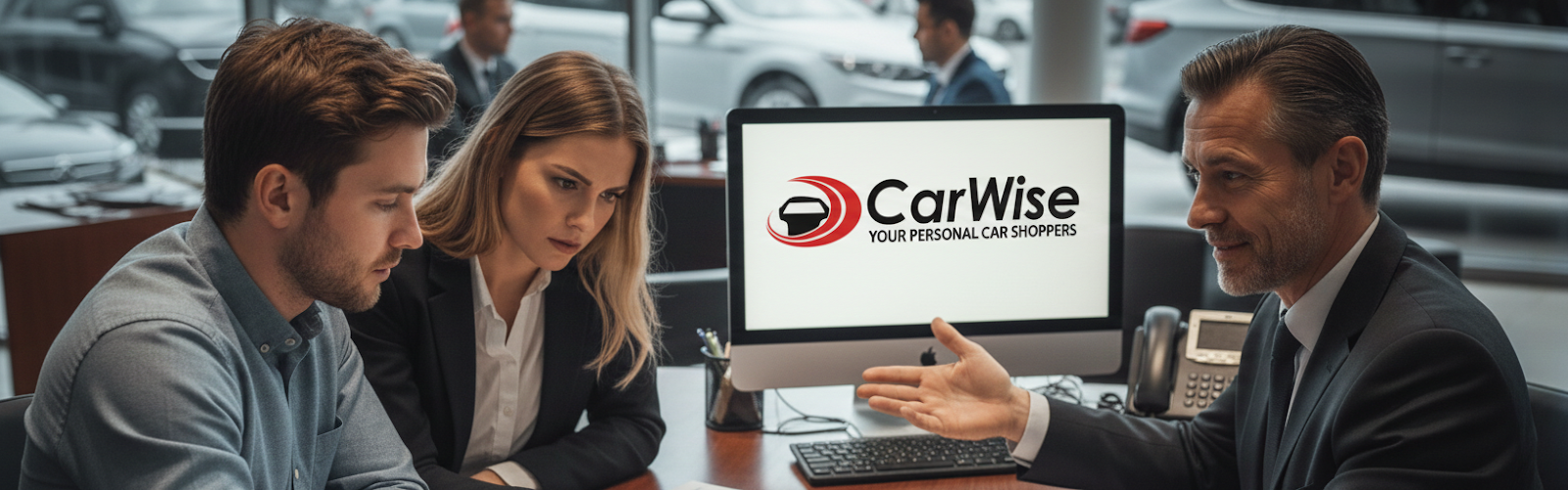 Pareja recibiendo asesoría para obtener el mejor valor de trade in en concesionario de autos