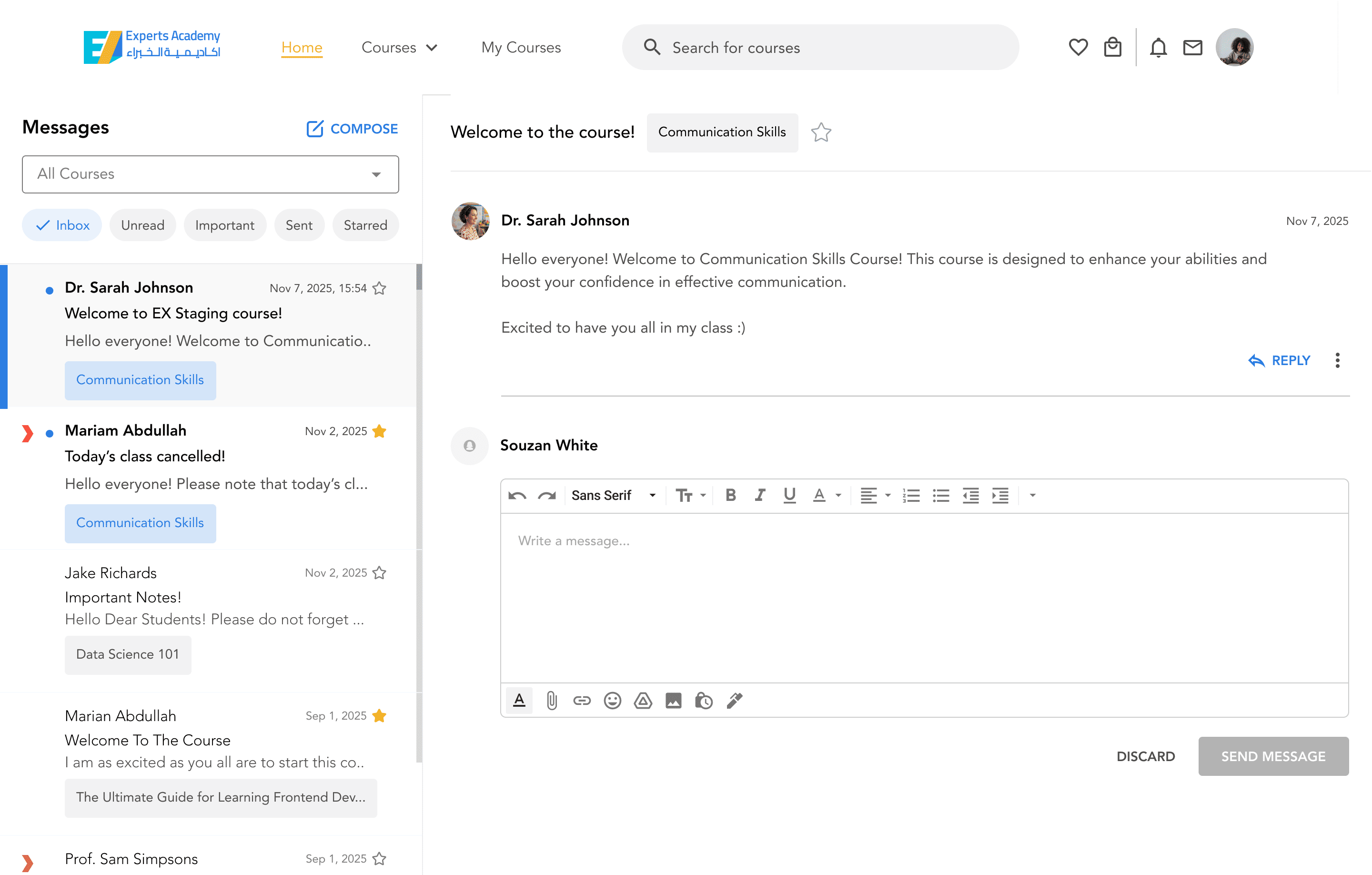 communications with students