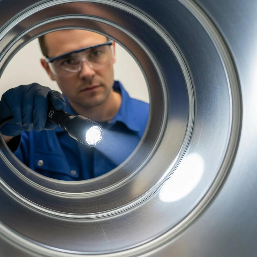 Technician inspecting clean ductwork, highlighting the importance of duct cleaning for indoor air quality