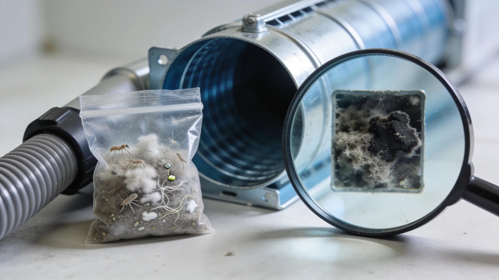 Visual representation of allergen removal during professional air duct cleaning service
