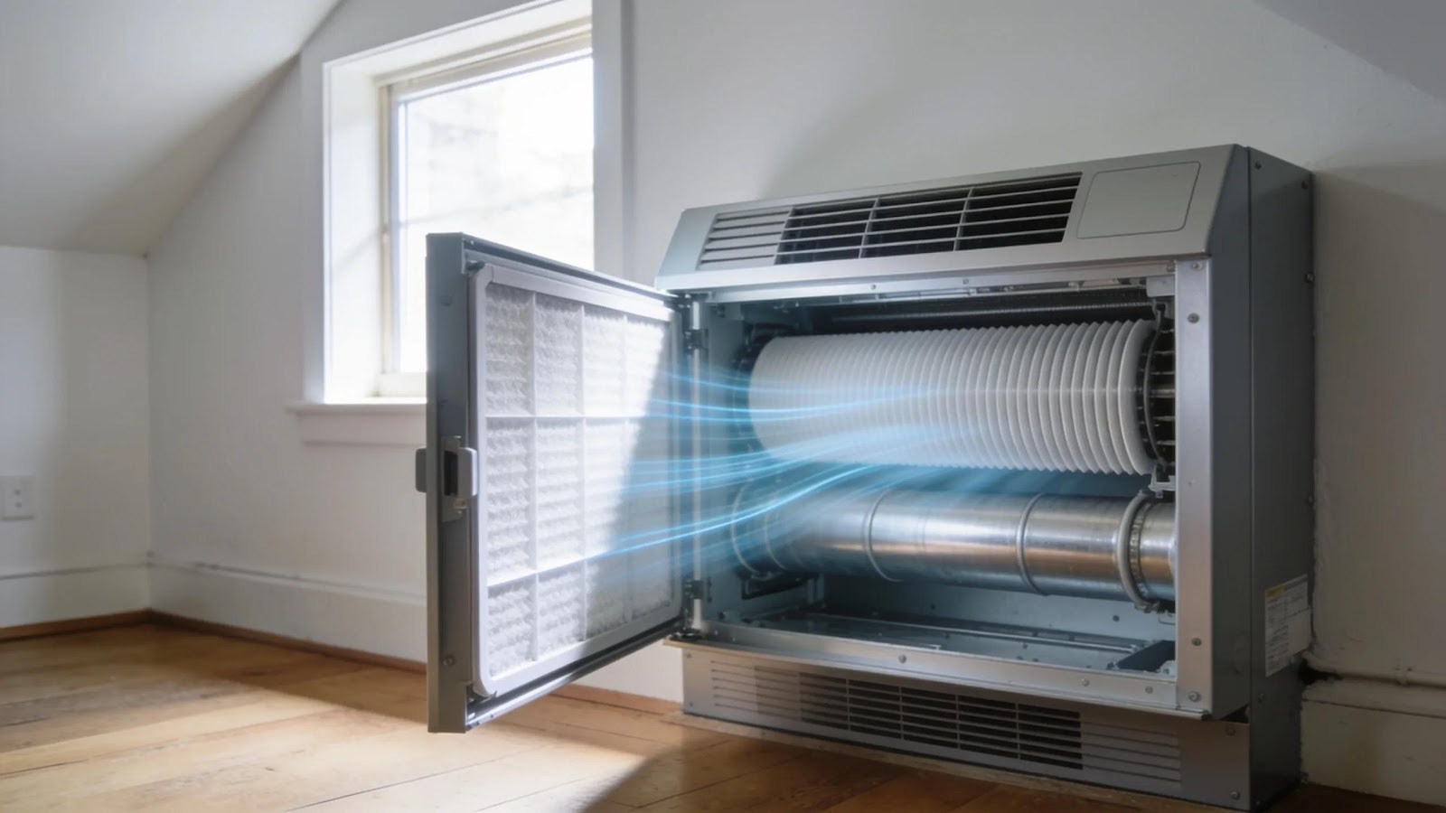 Interior view of a clean HVAC system demonstrating enhanced efficiency and air quality