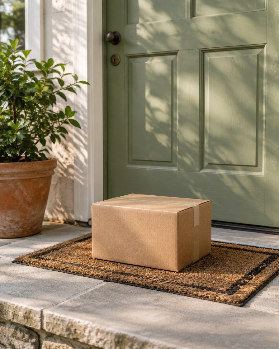 A parcel on a doorstep