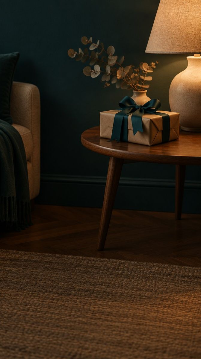 A gift with a teal ribbon