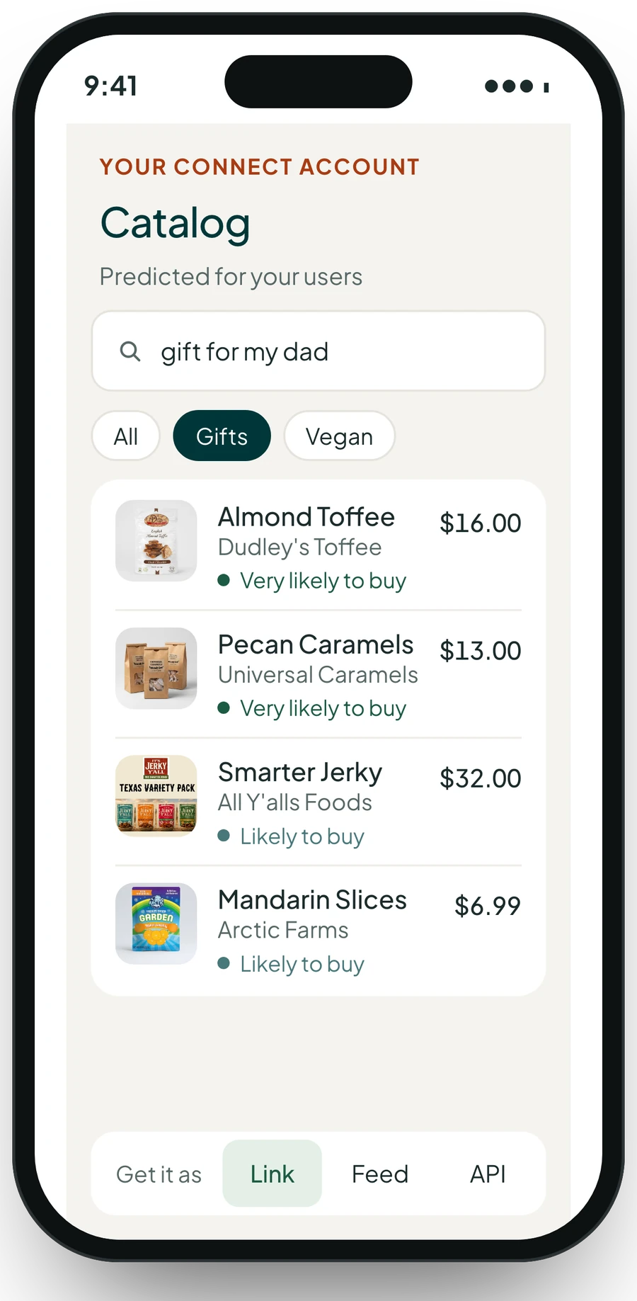 Your Connect account: catalog predicted for your users