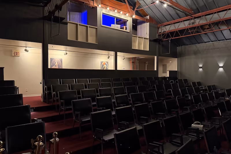 The inside of the North Star Theatre where Restoration Community Church meets for Bible Study