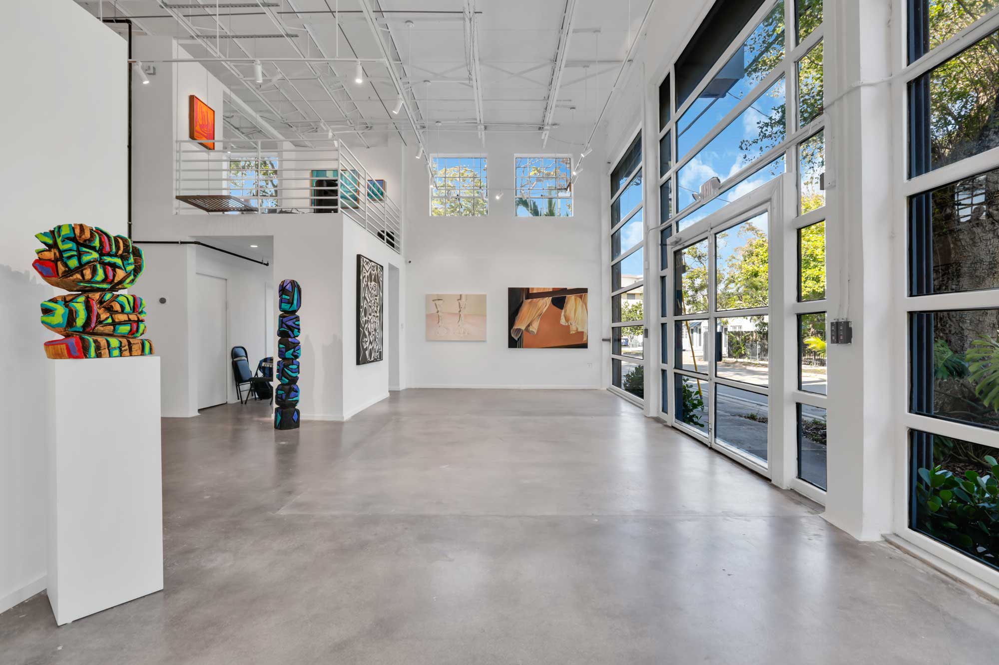 the inside of the building of the opa projects art gallery in miami