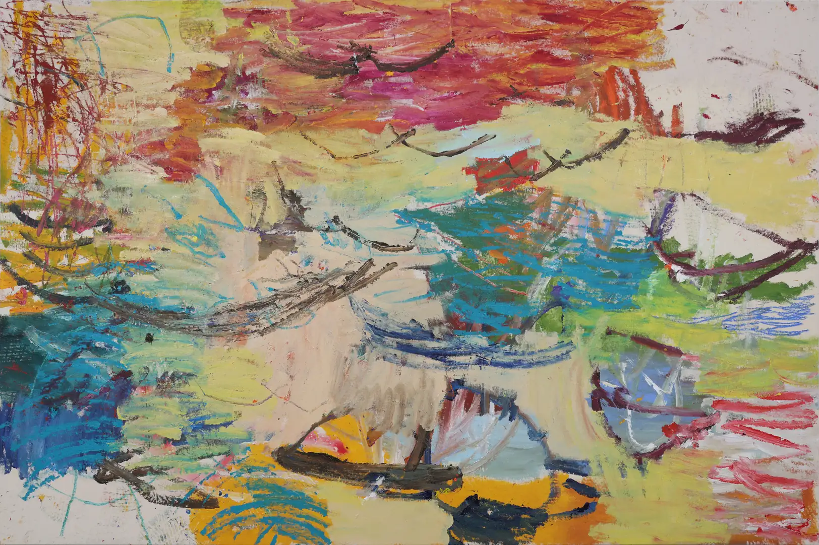 Douglas Knesse energetic gestural canvas with layered paint and raw texture, Opa Projects Miami