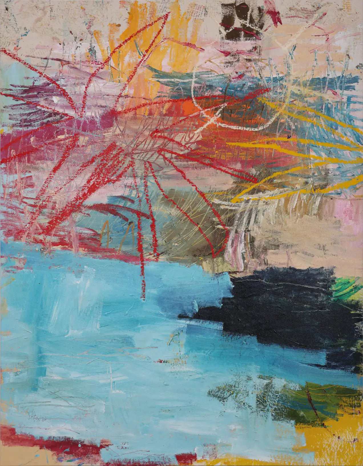 Douglas Knesse expressive oil painting with palm tree motif, Opa Projects gallery Miami