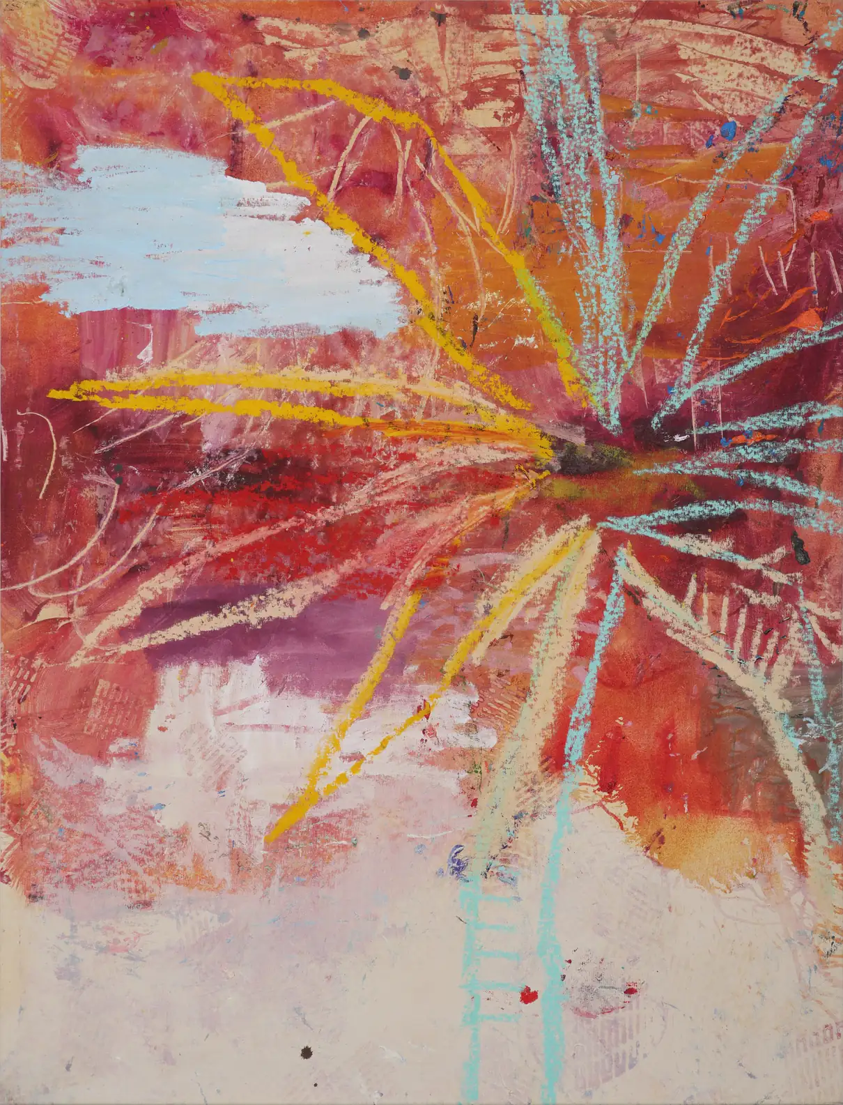 Douglas Knesse gestural abstract painting with spray paint textures, Opa Projects Miami